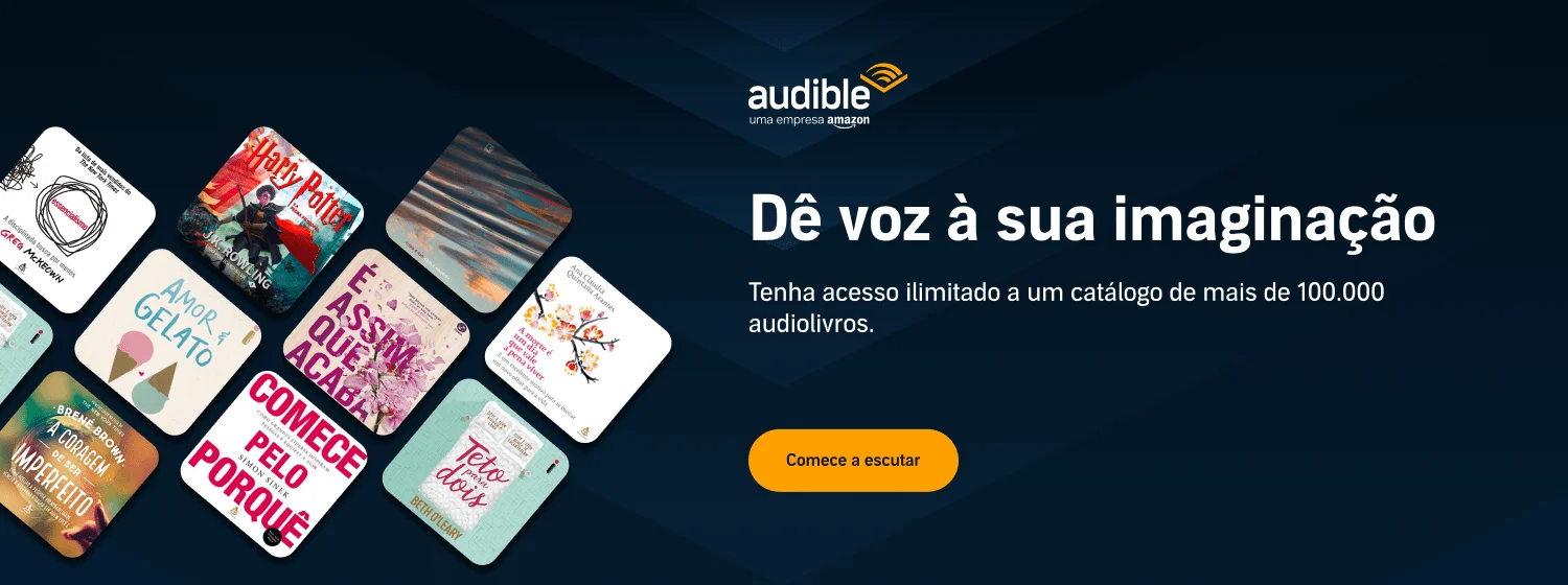 Banner do Audible: acesso ilimitado a um catálogo de mais de 100 mil audiolivros