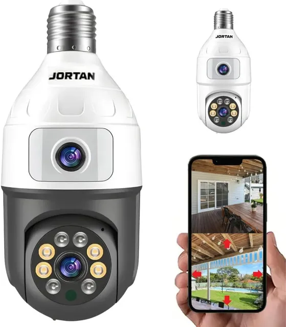 Câmera Lâmpada Wi-Fi Lente Dupla com Rotação 360° e Detecção de Movimento
