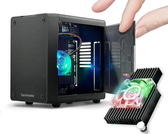 ElectroCookie Case para Raspberry Pi 5 com Cooler RGB
