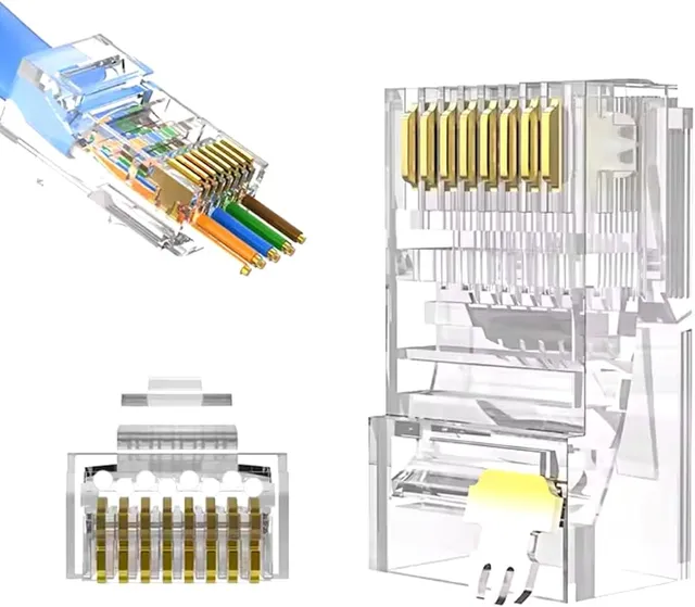 Conectores Vazados RJ45 Cat6 — Kit com 100 Unidades