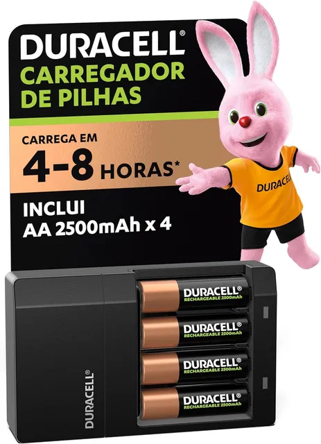 Duracell Carregador de Pilhas AA e AAA com 4 Pilhas AA