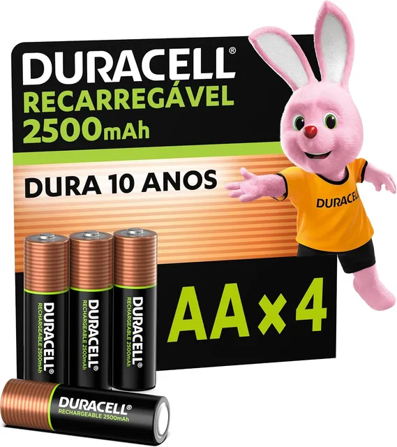 Duracell Pilha Recarregável AA 2500mAh 4 unidades