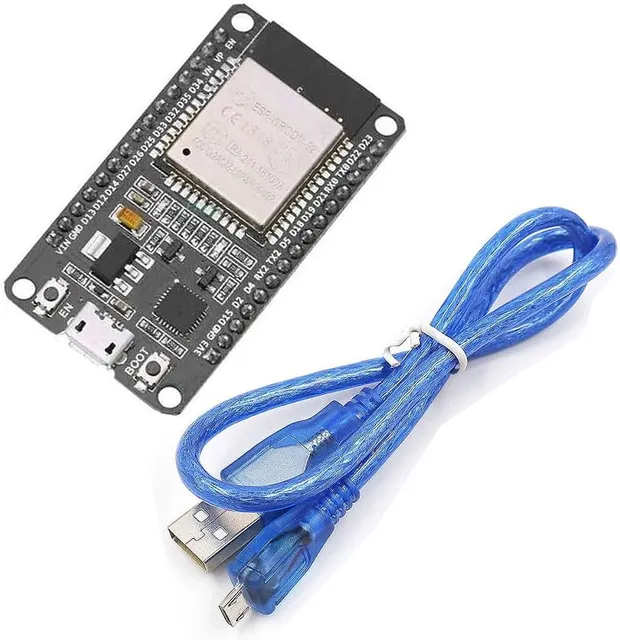 Placa ESP32 Dual Core com Wi-Fi e Bluetooth Dev Kit V1 acompanhada de cabo
