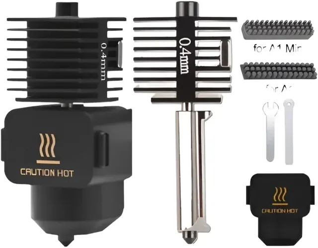 Hotend com bico em aço endurecido e dissipador de calor