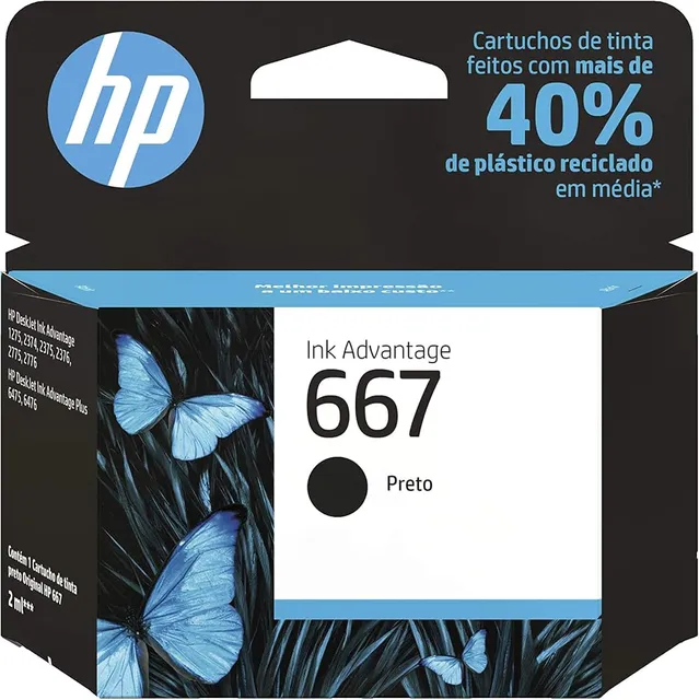 Cartucho de Tinta HP 667 Preto Original 3YM79AB