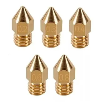 Kit com cinco bicos nozzle padrão MK8 para impressora 3D