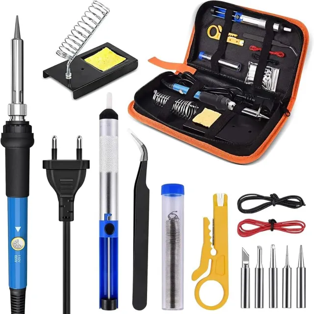 Kit ferro de solda 60W com controle de temperatura e acessórios