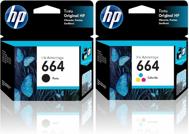 Kit Cartuchos HP 664 Preto e Colorido Originais