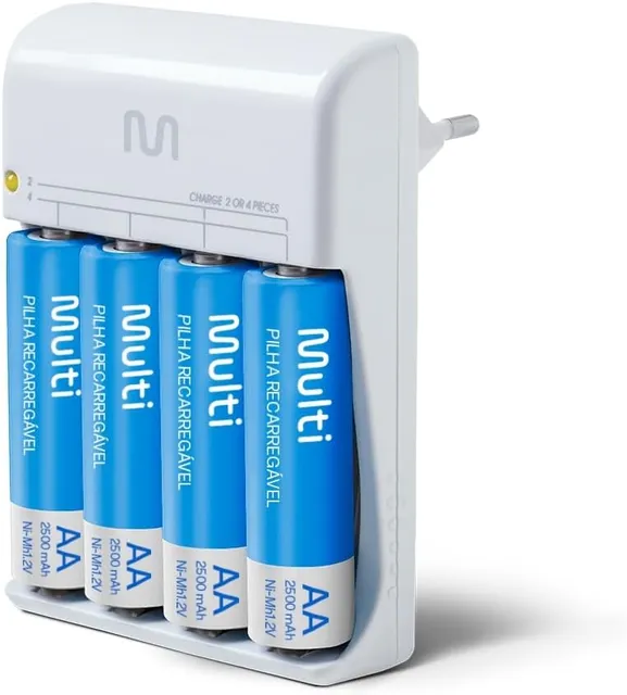 Multi CB054 Carregador de Pilhas AA/AAA Bivolt com Pilhas