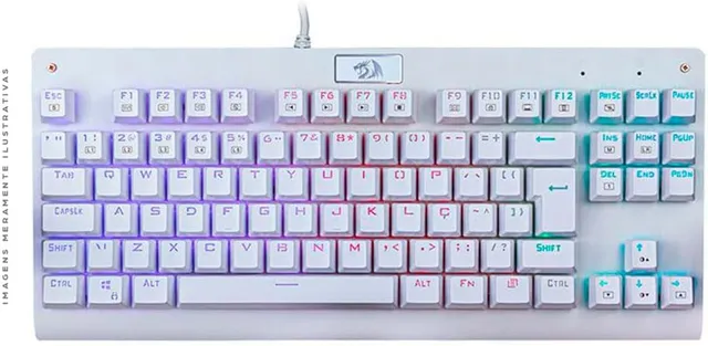 Teclado mecânico Redragon Dark Avenger K568W-RGB branco com switch vermelho