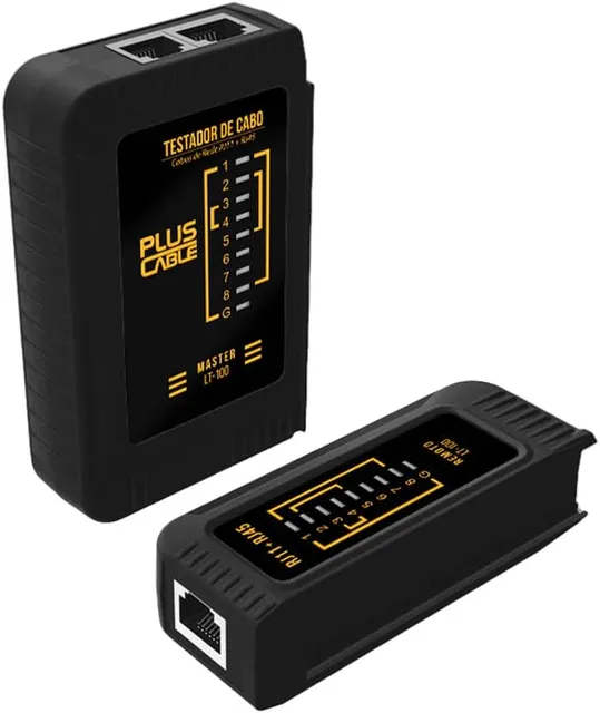 PlusCable Testador de Cabo de Rede LT-100BK Preto RJ45 e RJ11