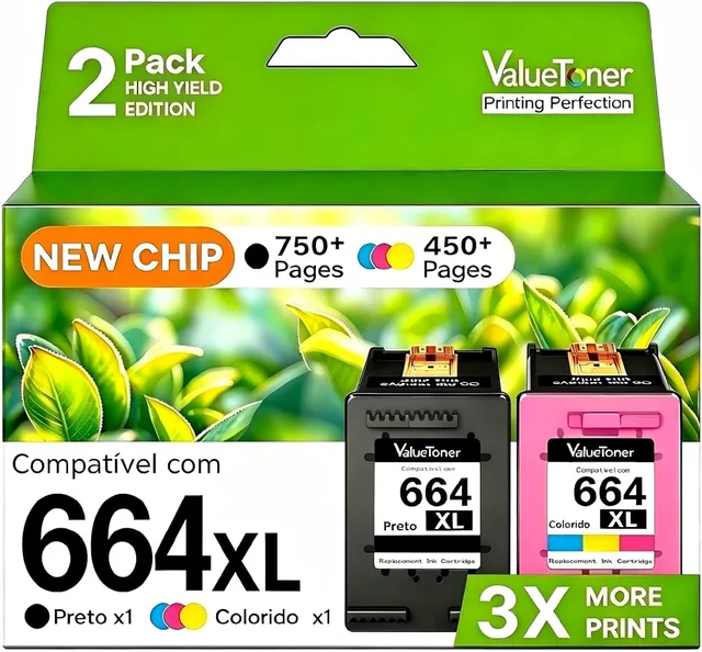 Valuetoner Cartucho Compatível HP 664 e 664XL