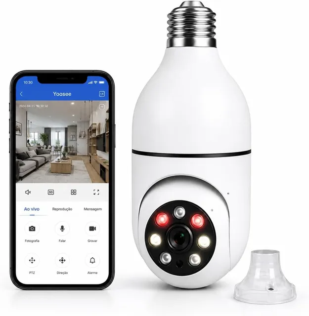 Câmera Lâmpada WiFi Yoosee 360 graus Full HD 1080p PTZ
